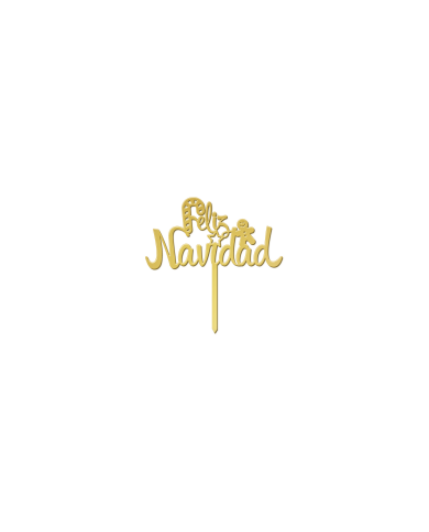 354155 - TOPPER FELIZ NAVIDAD OURO 11X14CM - 3CM