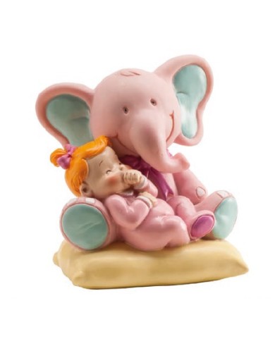 310109 - ELEFANTE C/BÉBÉ ROSA 10CM