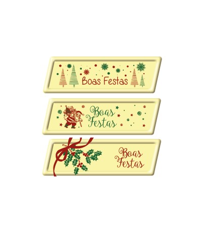 427996- PLACAS CHOCO BRANCO BOAS FESTAS 70X23MM (66 UNID)