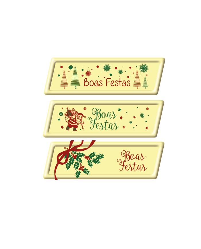 427996- PLACAS CHOCO BRANCO BOAS FESTAS 70X23MM (66 UNID)