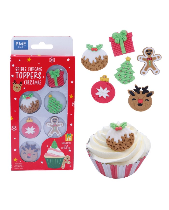 EDP07 - DECORAÇÃO NATALICIA P/CUPCAKES EM AÇÚCAR 6 UN
