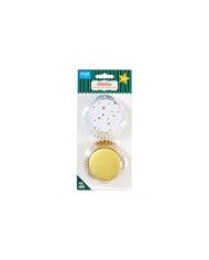 CH24BC055 - CAPSULAS CUPCAKES ALUMINIO ESTRELAS DOURADAS (60UNID)