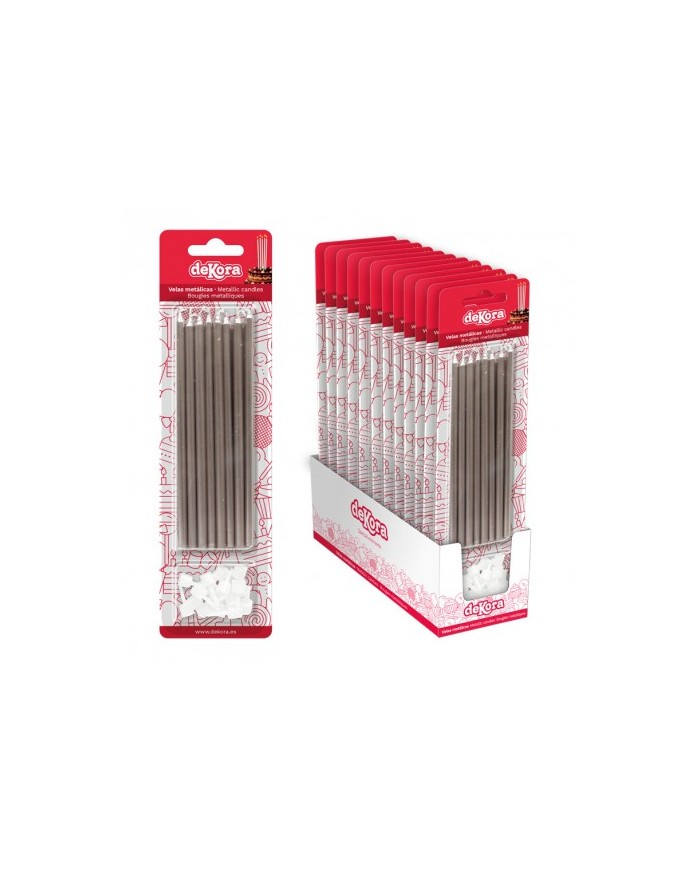 VELA METALICA PRATA 13 CM - BLISTER C/16 -  345330