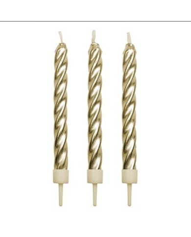 CA019 - VELAS DOURADAS TORCIDAS 62 MM (10 UN) -