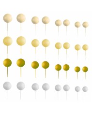 AZ01940 - KIT 32 BOLAS MIX AMARELAS DECORATIVA