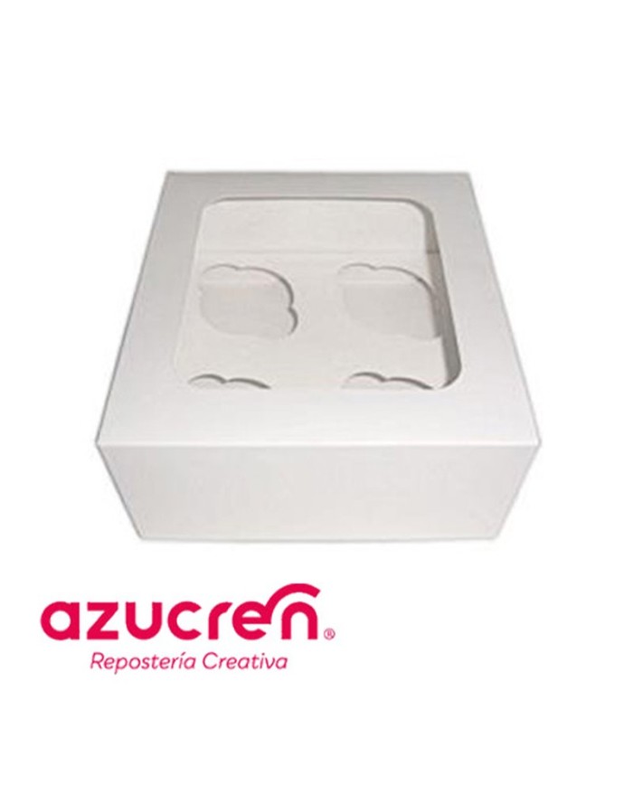 AZ01575 - CX BRANCA P/ 4 CUPCAKE 18 X 18 X 7,50