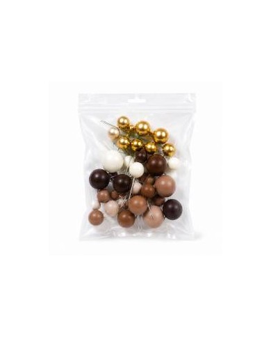 AZ02088 - SET  32 BOLAS DECORATIVAS MIX CASTANHAS