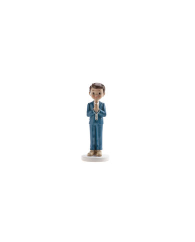 315128 - MENINO ROSÁRIO COMUNHÃO AZUL 16CM