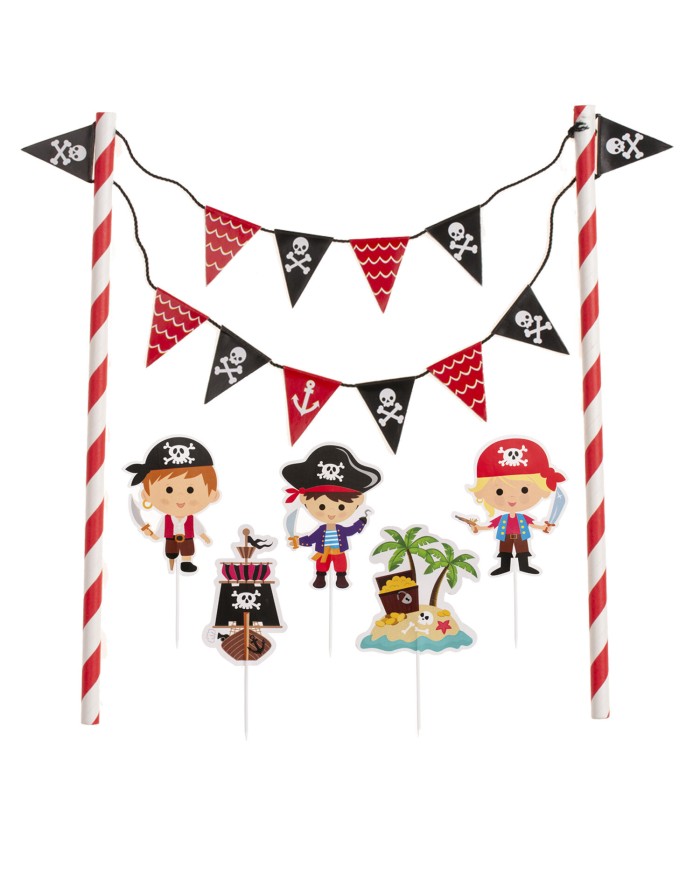 359024 - CAKE TOPPER PAPEL PIRATAS (6 UNID)
