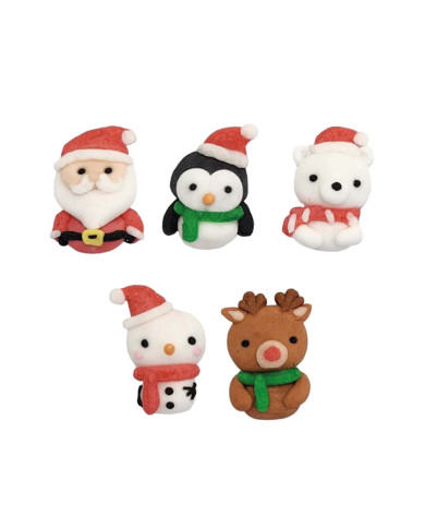 205210 - DECORAÇÃO AÇÚCAR 2D PAI NATAL E AMIGOS (30 UNID)