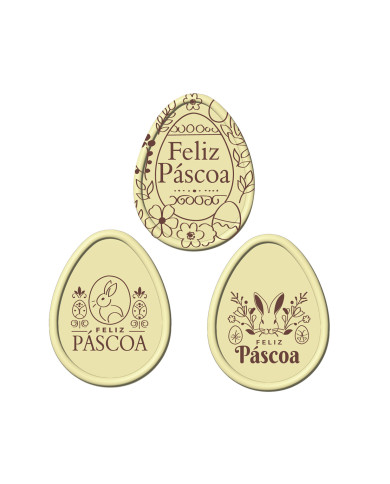 428198 - PLACAS CHOC BRANCO FELIZ PÁSCOA 4,5CM C/54