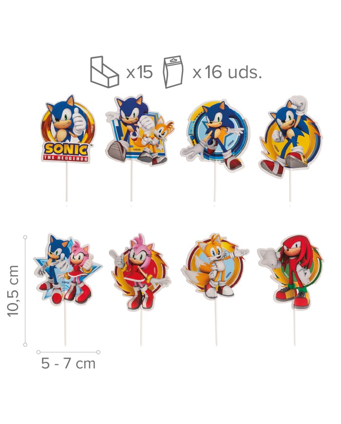 359027 - CAKE TOPPER PAPEL SONIC 16 UN