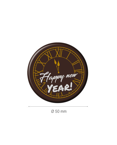 427991 - RELÓGIO CHOCO NEGRO HAPPY NEW YEAR R Ø 50MM (45UNID)