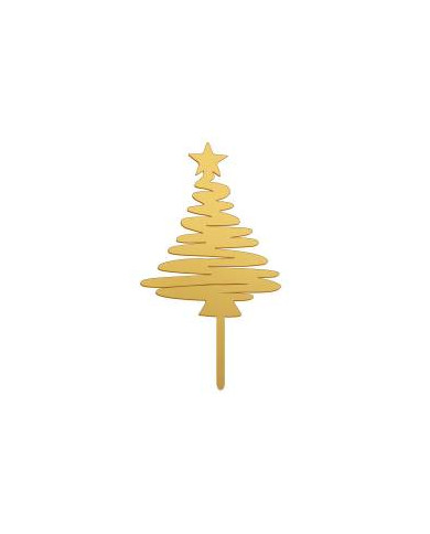 DE98782 - CAKE TOPPER ÁRVORE DE NATAL OURO 16,5 X 8