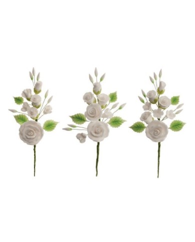 RAMOS ROSAS BRANCAS AÇÚCAR 13CM - 220013