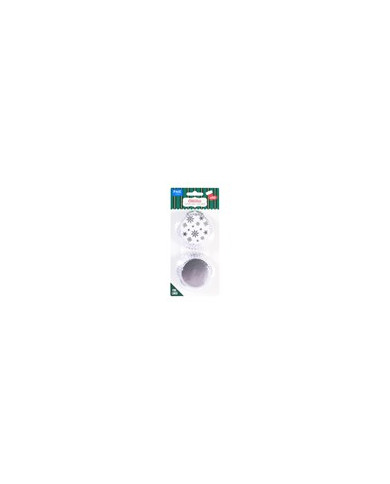 CH24BC054 - CAPSULAS CUPCAKES ALUMINIO FLOCOS NEVE PRATEADOS (60UNID)