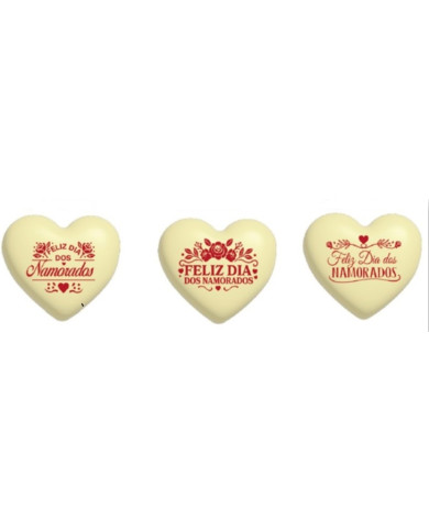 428185 - FELIZ DIA NAMORADOS - 54 CORAÇÕES CHOCO BRANCO SORTIDOS