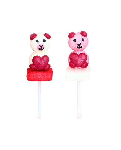 217121 - LOLLIPOP  ALGODÃO DOCE URSINHO COM CORAÇÃO 35 GR (20 UNID)