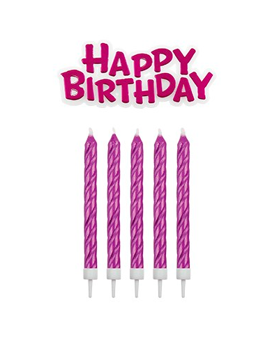CA094 - SET HAPPY BIRTHDAY VELAS ROSA