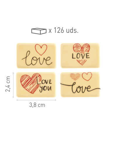 428217 - PLACAS CHOCO BRANCO SORTIDAS LOVE (126 UNIDS)