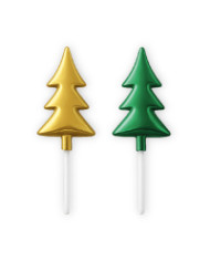 A0279 - PICK ÁRVORES DE NATAL METALIZADAS  Ø55 (50 UNID)