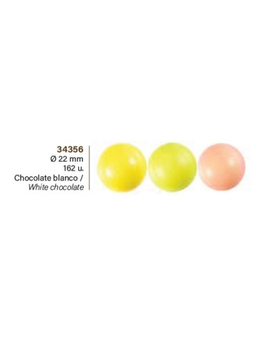 A34356 - DECORAÇÃO CHOC BRANCO BOLAS MATE CORES 22MM