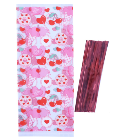 VD24TB036  - 20 BOLSAS PLASTICO PARA DOCES  DIA NAMORADOS