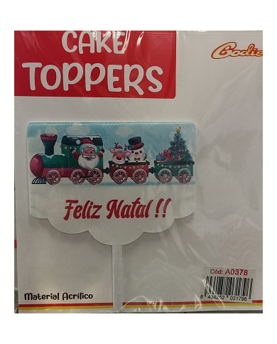 A0378 - TOPPER FELIZ NATAL PAI NATAL TRENÓ