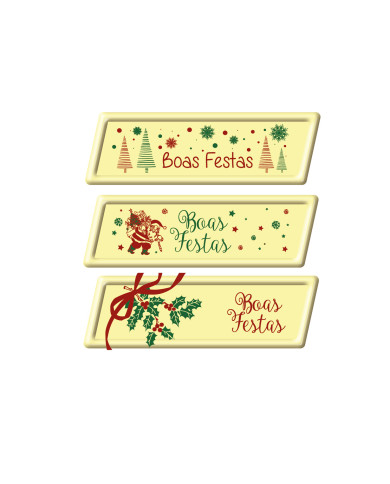 427996- PLACAS CHOCO BRANCO BOAS FESTAS 70X23MM (66 UNID)