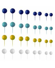 AZ01938- KIT 32 BOLAS  MIX  AZUL DECORATIVAS