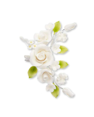 11252J - RAMOS ROSAS MARFIL C/FOLHAS 4 UN
