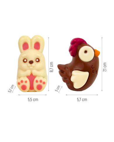 219057 - COELHO OU GALINHA 3D EM CHOCOLATE DE LEITE 55 GR