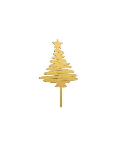 DE98782 - CAKE TOPPER ÁRVORE DE NATAL OURO 16,5 X 8