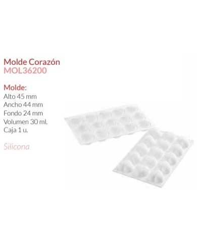 MOL36200 - MOLDE CORAÇÃO 45X44X24MM 30ML 15PCS