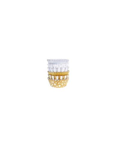 CH24BC063-CAPSULAS CUPCAKES ALUMINIO DOURADA E PRATEADA (60UNID)