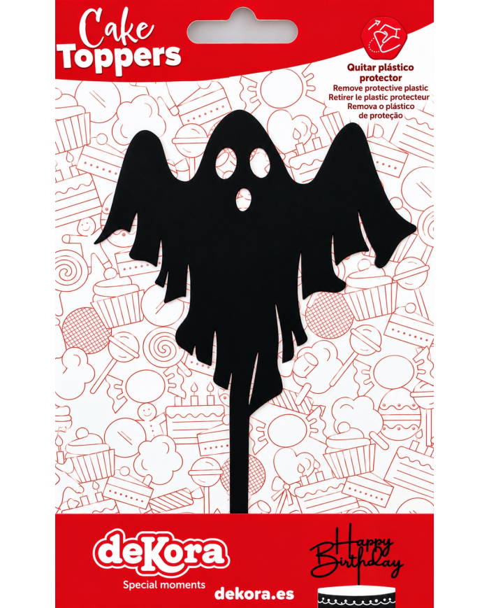 354204 - CAKE TOPPER FANTASMA NEGRO 10 X 16 CM