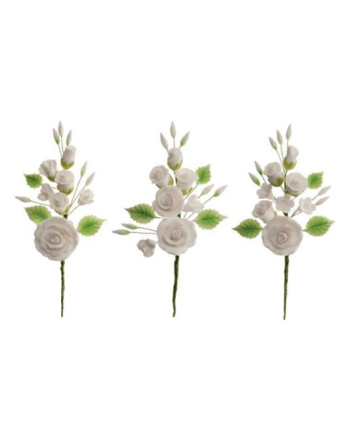 RAMOS ROSAS BRANCAS AÇÚCAR 13CM - 220013