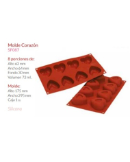 SF087 - MOLDE SILICONE CORAÇÃO 60X59X30MM 72ML 8 PCS