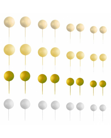 AZ01940 - KIT 32 BOLAS MIX AMARELAS DECORATIVA