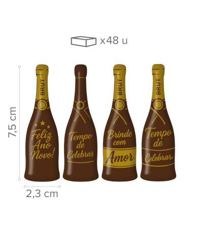 428226 - GARRAFAS CHAMPANHE CHOCO NEGRO FELIZ ANO NOVO  (48 UNID)