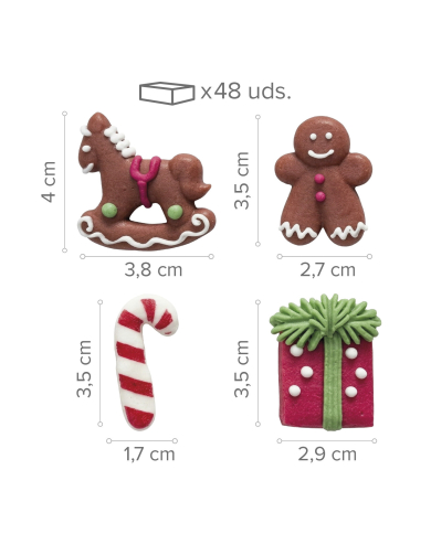 205246 - DECORAÇÃO EM AÇÚCAR 2D NATAL SORTIDO (48 UNID)