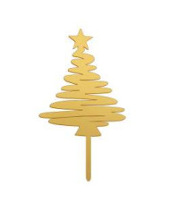DE98782 - CAKE TOPPER ÁRVORE DE NATAL OURO 16,5 X 8