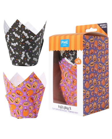 HW24MC033 - TULIPAS MUFFIN HALLOWEEN - FESTA ABOBORA  (CONJ 24)