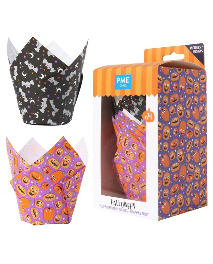 HW24MC033 - TULIPAS MUFFIN HALLOWEEN - FESTA ABOBORA  (CONJ 24)