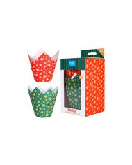 CH24BC054 - CAPSULAS CUPCAKES ALUMINIO FLOCOS NEVE PRATEADOS (60UNID)